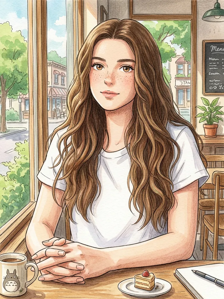Cafe portrait turned into a Studio Ghibli style illustration by Nano Banana 2