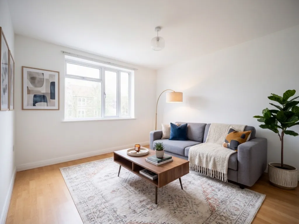 Empty living room furnished by Nano Banana 2