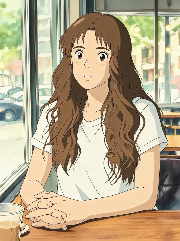 Cafe portrait turned into a Studio Ghibli style illustration by Seedream 5.0 Lite
