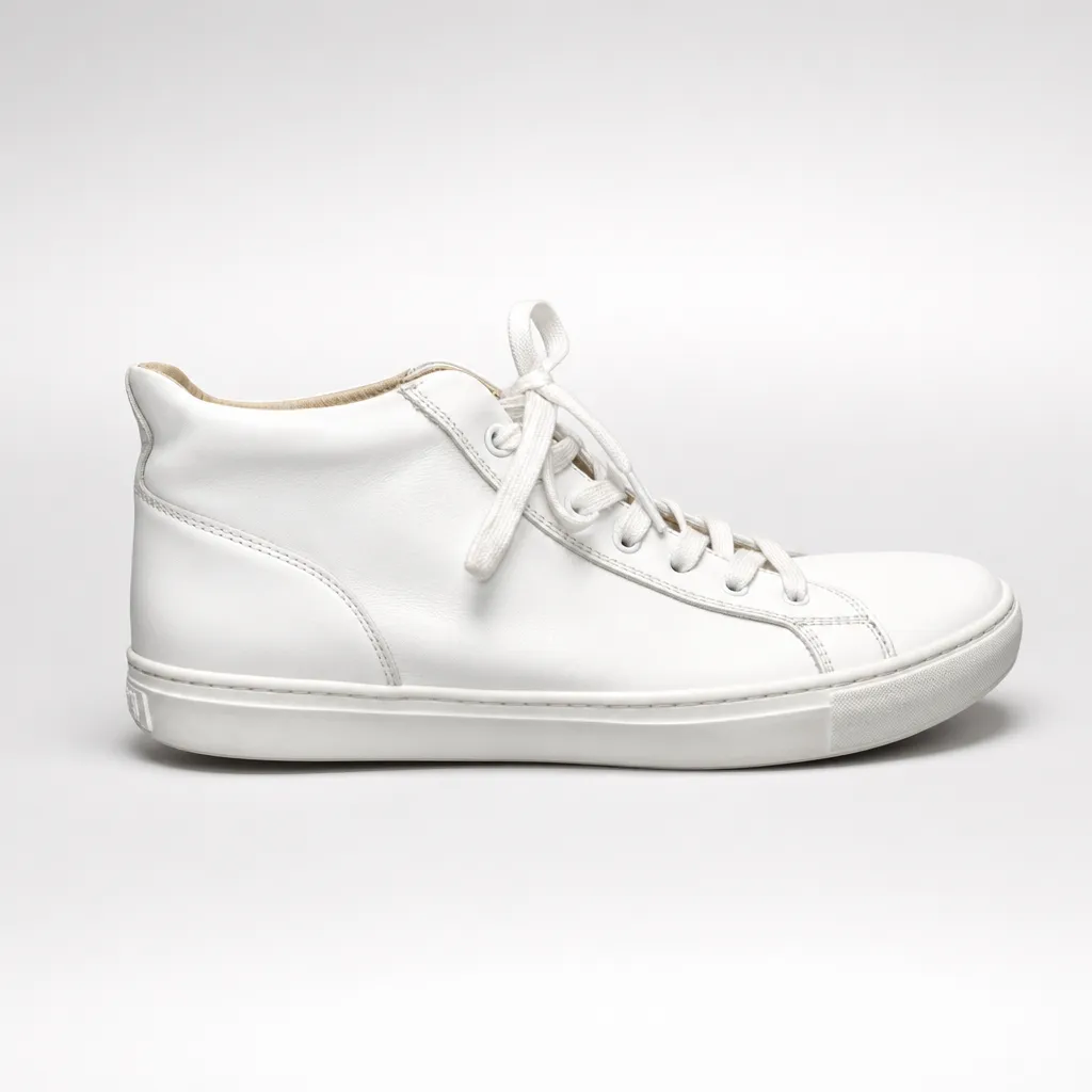White sneaker turned into a studio product photo on a seamless light grey background with GPT Image 2
